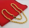 24k Gold Color Filled 3 4 5 6mm Rope Necklace Chain For Men&Women Bracelet Golden Jewelry Accessories Chokers282K