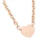 Europa Amerika Mode Stijl Dame Vrouwen Titanium staal 18K Goud Dikke Ketting Ketting Met Gegraveerde T Letter Hart Hanger