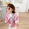 Moda Dzieci Tie Dye Jeans Kurtka Odzież Dla Dziewczyn Kolory Ins Boutique Płaszcz Toddler Spadek Zima Kieszonkowy Outfit Odzież 210529