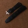 Uhrenarmbänder Langlebiges schwarzes, blaues, braunes Echtlederarmband 25 mm konvexer Mund 9 mm Kalbslederarmband für VC Overseas 7700 V 110A-B12200i