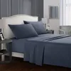 Solid Color Bed Sheet 4-Piece Set Microfiber Bedding Pillowcase 3/4 Pcs Sets Sheets Mattress Cover Pillows Case FHL486-WLL