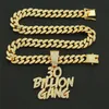 Iced Out Full Cubic 30 Billion Gang Ciondolo con 13mm Miami Cuban Chain Choker Fashion Hip Hop Jewelry Gift Collane