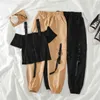 Safari Style Harem Long Pants Sets Women 2020 Summer Spring Vintage Streetwear Zipper Short Tops+long Pants Matching Set Female X0428