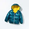 Design de moda prata para baixo jaqueta espessada unisex inverno casaco infantil 100-160cm