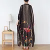 Johnature Women Chiffon Vintage Shirt Dresses Print Floral Bat Sleeve Summer Loose Female Plus Size Dresses 210521