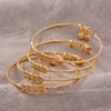 4pcs/lot Gold Color Fashion Lovely Trendy Children Baby Bangles Bracelet Kids Gifts Arab Feature Q0720