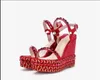 Box Loubutins Christians Red-Bottomes 2021 여성 Pyraclou Specchio Shod Long Heels Designer Sandals 고품질 가죽 여성 소프트 파티 드레스 신발 Fash
