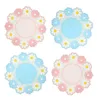 4 PCS/Set Coasters for Drinks Non-Slip PVC Cup Mat Tabletop Protection Daisy Flower Pattern Heat Insulation Placemat XBJK2110