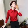 Women's Blouses Women's & Shirts Fashion Ladies Tie Collar Silk Women Latest White Green Red Formal Office Work Shirt Tops S-5XL