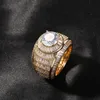 Ny mode Cool Big Hollowed Micro Pave Brass Ring för män och kvinnor älskare gåva