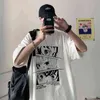Trendy male short-sleeved t-shirts men women anime print loose punk Korean t-shirt Harajuku student goth tops lovers streetwear G1217
