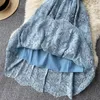 Vestido midi feminino elegante decote em O com estampa floral vintage feminino renda patchwork feminino praia 210423