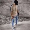 Herrenhosen Jeans Männer zerrissene gepatchte Abzeichen bemalte Jeans gerade Slim Fit Hip Hop Casual Denim Jean für Mann gebrochene Löcher Jungen X0621