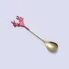 Creative Deer Head Shape 304 Stainless Steel Coffee Scoops Stirring Spoon Romantic Christmas Elk Dessert Exquisite Tableware Gift box