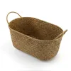 WHISM Display Wicker Storage Basket Straw Container Food Box with Handle Seagrass for Wedding Decoration 210609