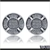 Stud Boucles d'oreilles rondes européennes et américaines Zircon Hiphop Boucles d'oreilles en gros Ggddh Qozlt