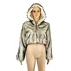 毛皮のようなフェイクファーコートの女性の冬 Led マルチカラー遠隔制御衣装ジャケット暖かい上着コートオーバーコートパーティーオーバーコート 211213