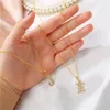 Minimalist CZ Zircon A-Z Letter Alphabet Pendant Chain Necklace Fashion Punk Gold Crown Crystal Women Men Initial Name Jewelry
