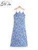 HSA Dress Women Floral Satin Lång Klänningar Sommar Kvinna Baklösa Spaghetti Strap Sexiga Klänningar Ladies Club Night Dress 210716