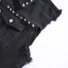 Männer Westen Frühling Jeans Weste Männer Britische Stil Niet Cowboy Sleeveless Jacken Mode Slim Fit Black Jean Weste 5XL