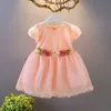 Criança bebê crianças menina vestido ruched laço floral tulle vestido princesa vestidos bebê menina roupa bebê traje bebes # 55 q0716