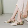 2024 Summer New Korean Sandals Women Elegant Pointed Chunky Heel Sandals Fashion Commuter Half Slippers Ladies Wedding High Heels