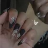 Conjunto de unhas falsas com designs, 24 peças, caixão falso, dicas artificiais, pressione nas unhas para ferramentas de arte de unhas acrílicas, cola 8619350