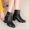 Fashion-Dress shoes ankle wool lining italian women's genuine leather women ladies boots heels