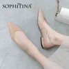 SOPHITINA Concise Women Pumps Fashion High Quality Cow Leather Wave Decoration Slip-On Shoes Comfortable Fashion Pumps PO469 210513