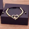 Nieuwe Boheemse zwarte touw ketting baby voeten vorm armband voor vrouwen hart kristal charme zirkoon armband boho sieraden geschenk verstelbaar