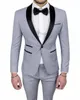 Custom Made One Button Groomsman Wedding Suits For Men Light Gray Best Man Suit Men Groom Tuxedos Prom Suits Jacket+Pants+Tie X0909