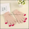 Five Fingers Gloves & Mittens Hats, Scarves Fashion Aessories Magic Touch Screen Knitted Texting Stretch Adt One Size Winter Warm Fl Finger