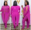 Women Fashion Two Piece Pants Sets Long Sleeve Lapel Neck Crystal Beading Jacket Top and Skinny Pants Plus Size African Womens Set Suits JN1