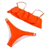 One Peça Bikini Ruffle Sling Terno de Natação Para As Mulheres Pad-up Pad Swimwear Swimsuit Beachwear Set Traje de Baño Mujer Mulheres