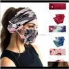 Kleidung Stoff Bekleidung Drop Lieferung 2021 Halter Stirnbänder mit Knopf Tie Dye Mode Gesichtsmaske Floral Camo Masken Frauen Sport Yoga Elastisch