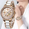 SUNKTA Top Orologio al quarzo di lusso per donna Bracciale Set Ceramica Orologi con diamanti impermeabili Orologio da polso Regali per donna Montre Femme 210517