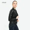 Femmes printemps automne Pu cuir veste Vintage fermeture éclair lavé moto vestes mince court grande taille motard manteaux femme 210430