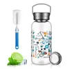 1000ml Fashion Graffiti Glass Water Bottle Adult Sport Large Capacity Transparent Space Cup Portable Strainer Filter Bottles