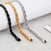 Zweifarbiges Twist-Herrenarmband aus Edelstahl und schwarze Gold-Modeschmuck-Großhandels-Gliederkette für Damen