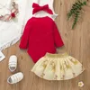 barnkläder sätter tjejer jul hjortar outfits spädbarn toddler xmas älg toppar + kjolar + huvudband 3pcs / set sommar våren höst mode baby kläder