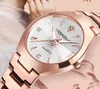 Rose Gold Yashidun Luminous Date Amantes Couples Wristwatches 38mm Wartz Mens Watch 26mm Womens Womens com pulseira de a￧o inoxid￡vel por atacado