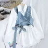 Gaganight Fashion Korean Women Bluzka Casual Loose Długi Rękaw Wyłącz Kołnierz Solidna Koszula Z Dżinsami Kamizelka Office Lady Spring 210519 \ t