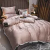 OLOEY luxury embroidery bedding set silky bed set duvet cover bed sheet pillwocases Queen King size July Upgrade thicker version 210706