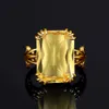 Luksusowy 18 -karatowy złoty kolor 1318 mm duży prostokąt cytrynowy pierścień cytrynowy dla kobiet szlachetny