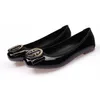 2021 New Flats Shoes Womens Round Buckle Slip On Ballet Flats Dress Shoes Patent Leather Fashion Casual Shoes For Women Zapatos 823