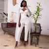 Afrikanska bröllopsklänningar 2021 Bridal Jumpsuits med Cape Sweetheart Bride Reception Jumpsuit Women Pant Suits Vestido de Noiva