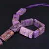 15.5 "Strand Natural Purple Jades Center Borrad Rektangulär Slab Lösa Pärlor, Rå Ocean Agates Slice Nugget Pendant Smycken