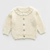 Baby Girl Winter Clothes Lace Collar Long Sleeve Sweater Coat +Romper Cute 2 Piece Sets Kids 0-3 Years E20103 210610