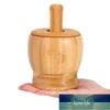 Bamboo Mortar och Pestle Grinder Pestle-Set Slipskål Vitlök Press Ginger Crusher Herb Spice Masher Kök Tool Fabrikspris Expert Design Kvalitet Senaste