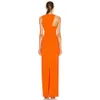 Sommer Mode Elegante Frau Bandage Kleid Sexy Rundhals Sleeveless Strumpfhosen Orange Lange Promi-Party 210527